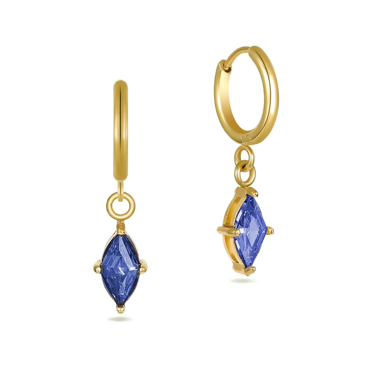 Gold Huggie Hoop Earrings With Crystal - Image 3