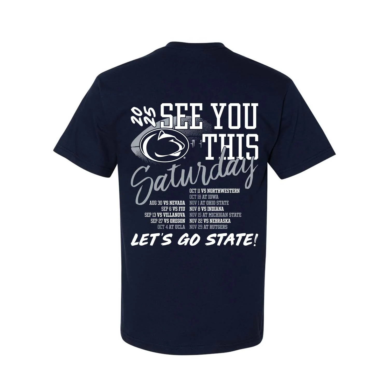 Penn State 2025 Football Schedule T-Shirt - Image 3