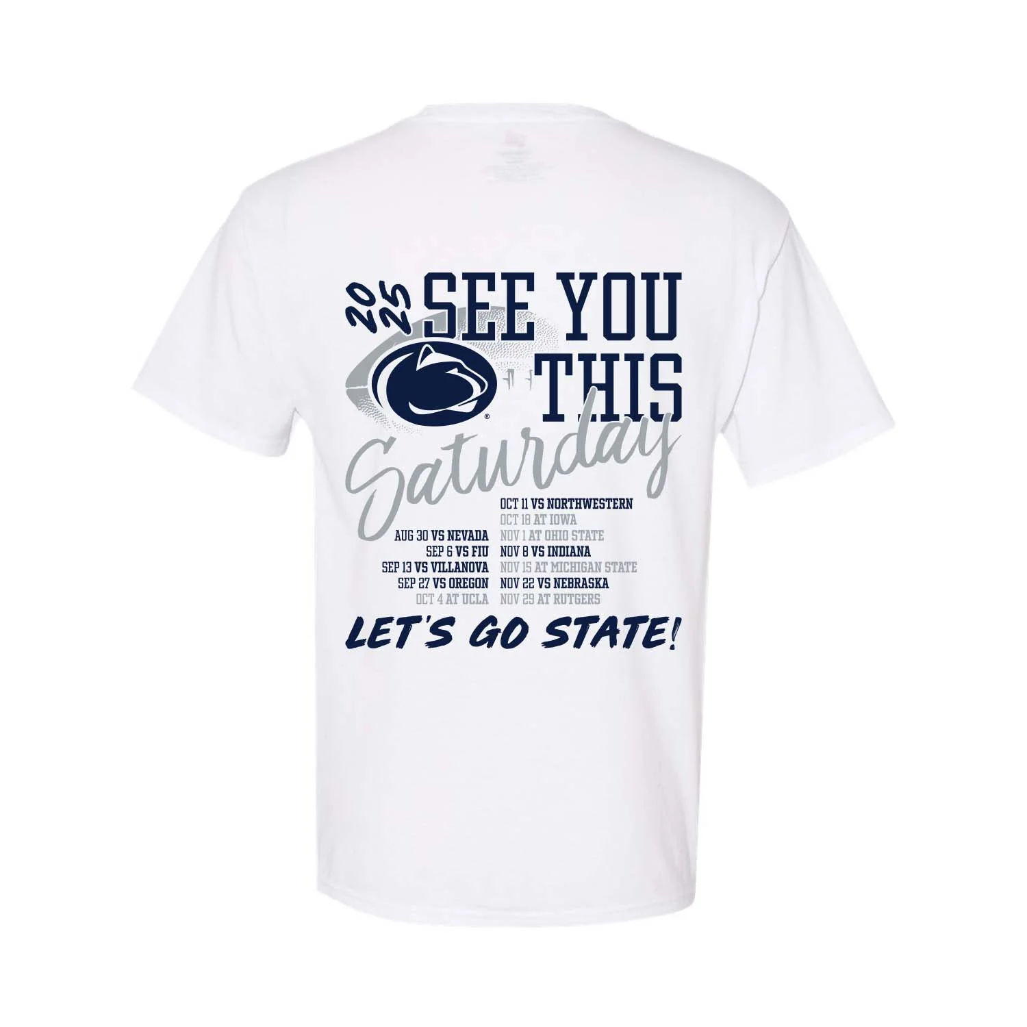 Penn State 2025 Football Schedule T-Shirt - Image 5