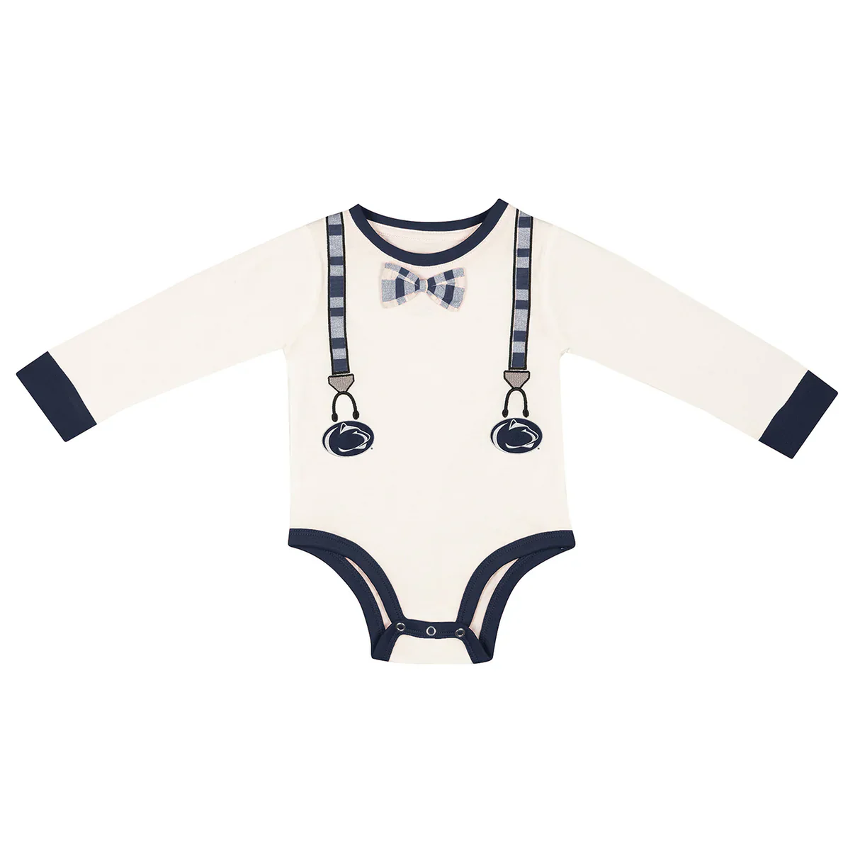 Penn State Colosseum Infant Suspenders Long Sleeve Creeper - Image 2