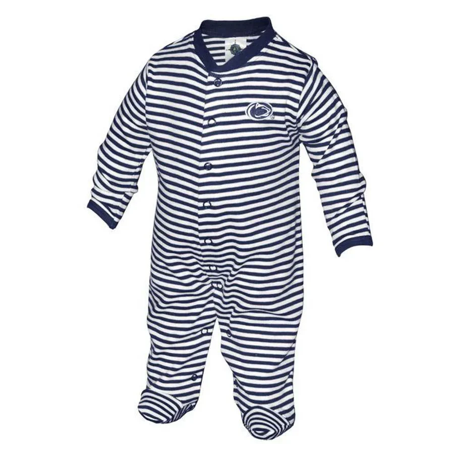 Penn State Infant Striped Logo Footed Romper - Image 2