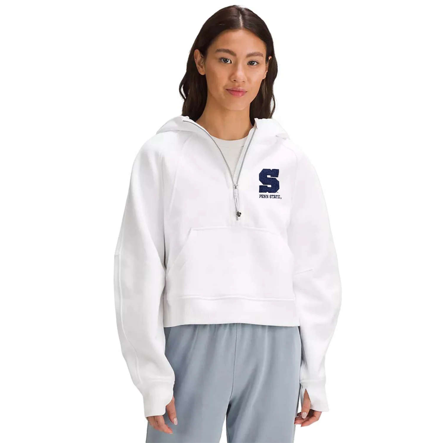 Penn State lululemon Women's Block "S" Half-Zip Oversized Scuba Hooded Sweatshirt - Image 4