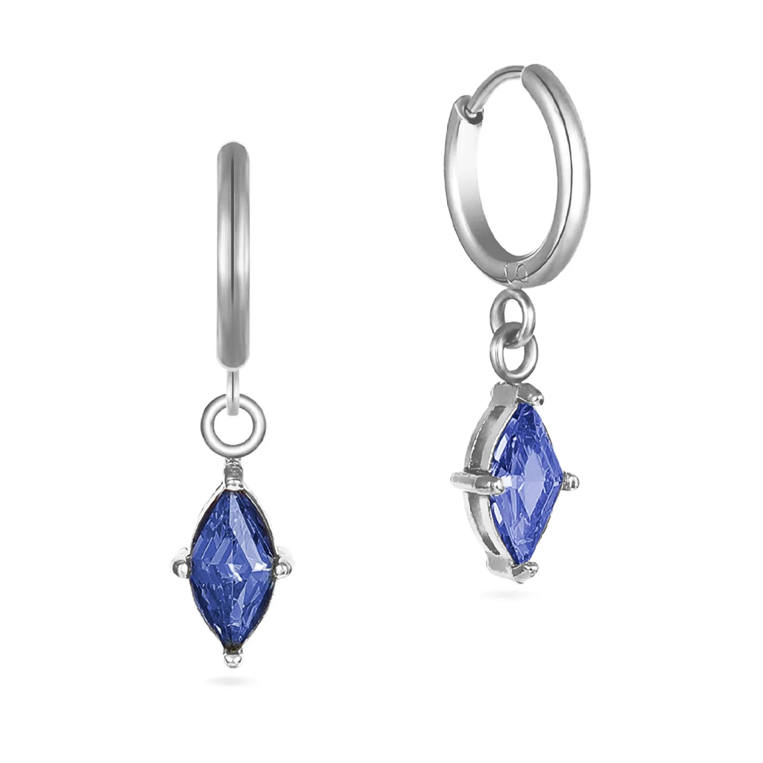 Silver Huggie Crystal Earrings - Image 2
