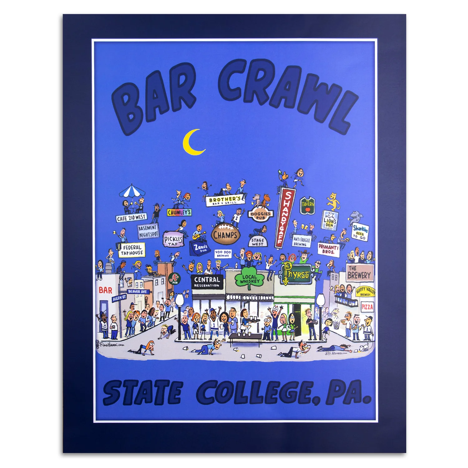 State College 11X14 JM Bar Crawl Night #2 Print
